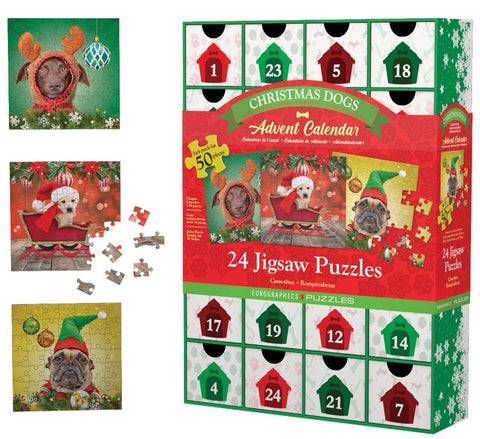 Advento Kalendorius Dėlionė Eurographics Puzzle Christmas Dogs 24x50 dėlionės