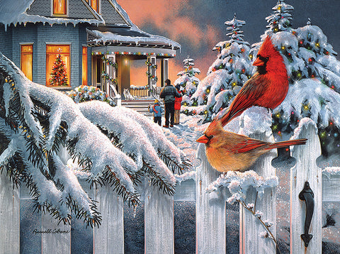 Dėlionė SunsOut Puzzle Cardinals At Home For Christmas 1000